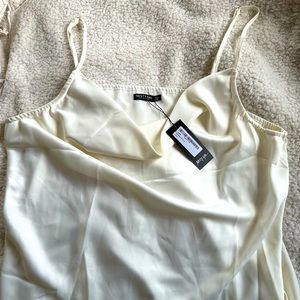 Nasty Gal cowl neck white dress